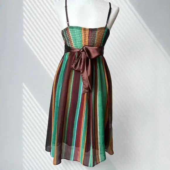 Y2k boho striped chiffon dress - Picture 3 of 4